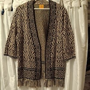 Ruby Rd. Patterned Fringe Cardigan OS 💖💖💖💝